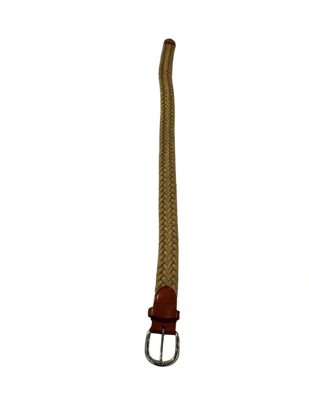 A.P.C. Braided Beige Belt with Brown Leather Trim